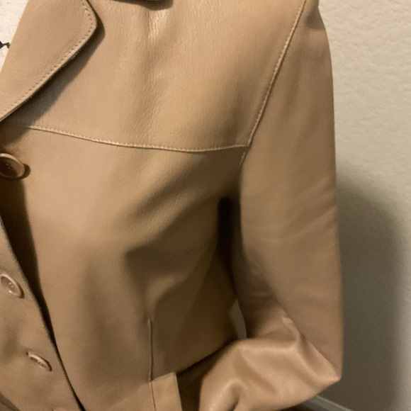 Siena Studio Womens Tan Leather Button Front Jacket Size Medium - Picture 2 of 15